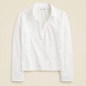 J.Crew Vintage Jersey Johnny Collar Long Sleeve Shirt White Size XL NWT